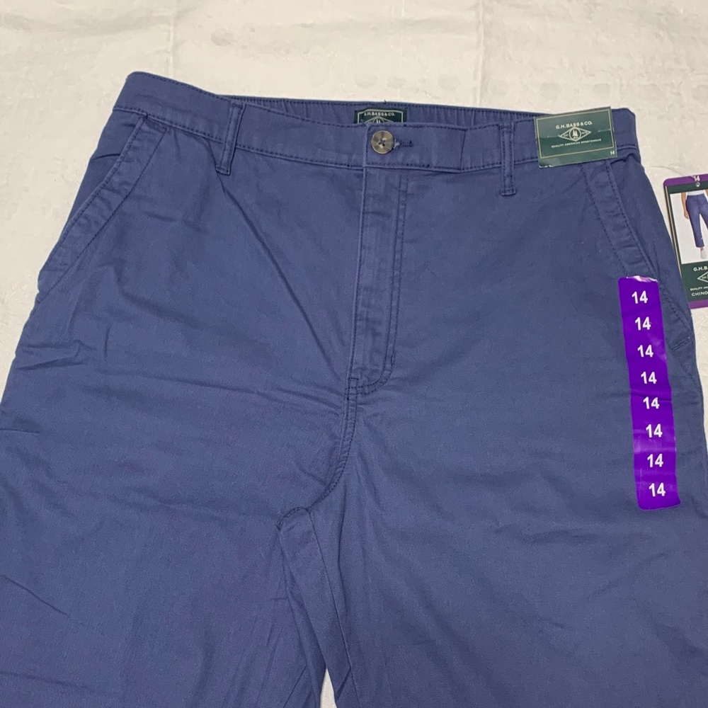 NWT G.H. Bass & Co. Women's Blue Cropped Ankle Pants - Picture 3 of 7